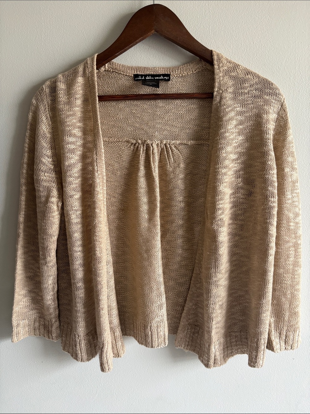 United States Sweaters Beige Open Front Knit Cardigan M
